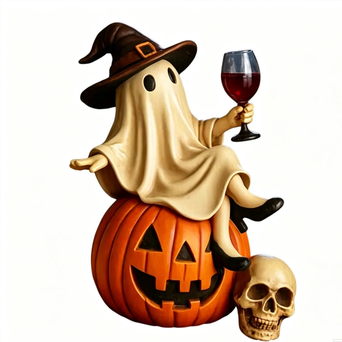 Halloween Ghost Figurine – front view on a white background