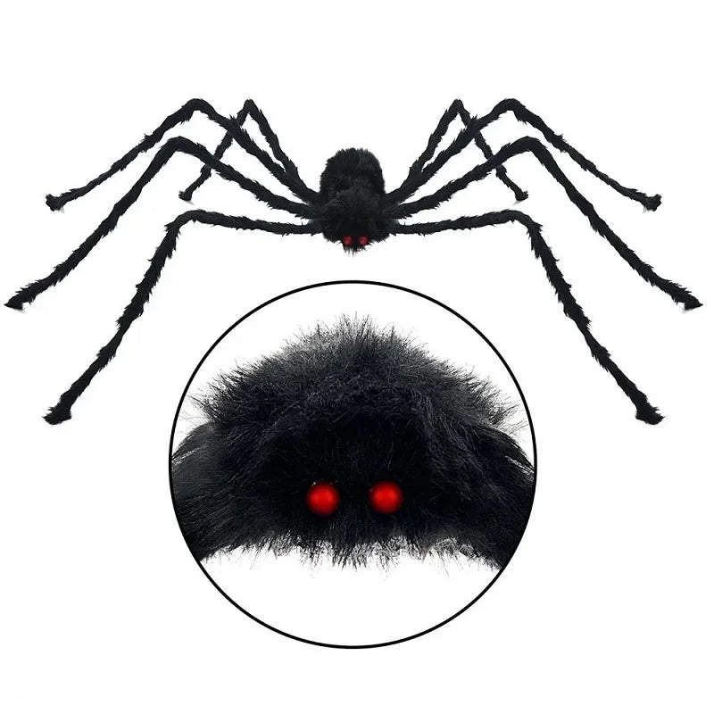 Giant Plush Halloween Spider – close-up of the red eyes