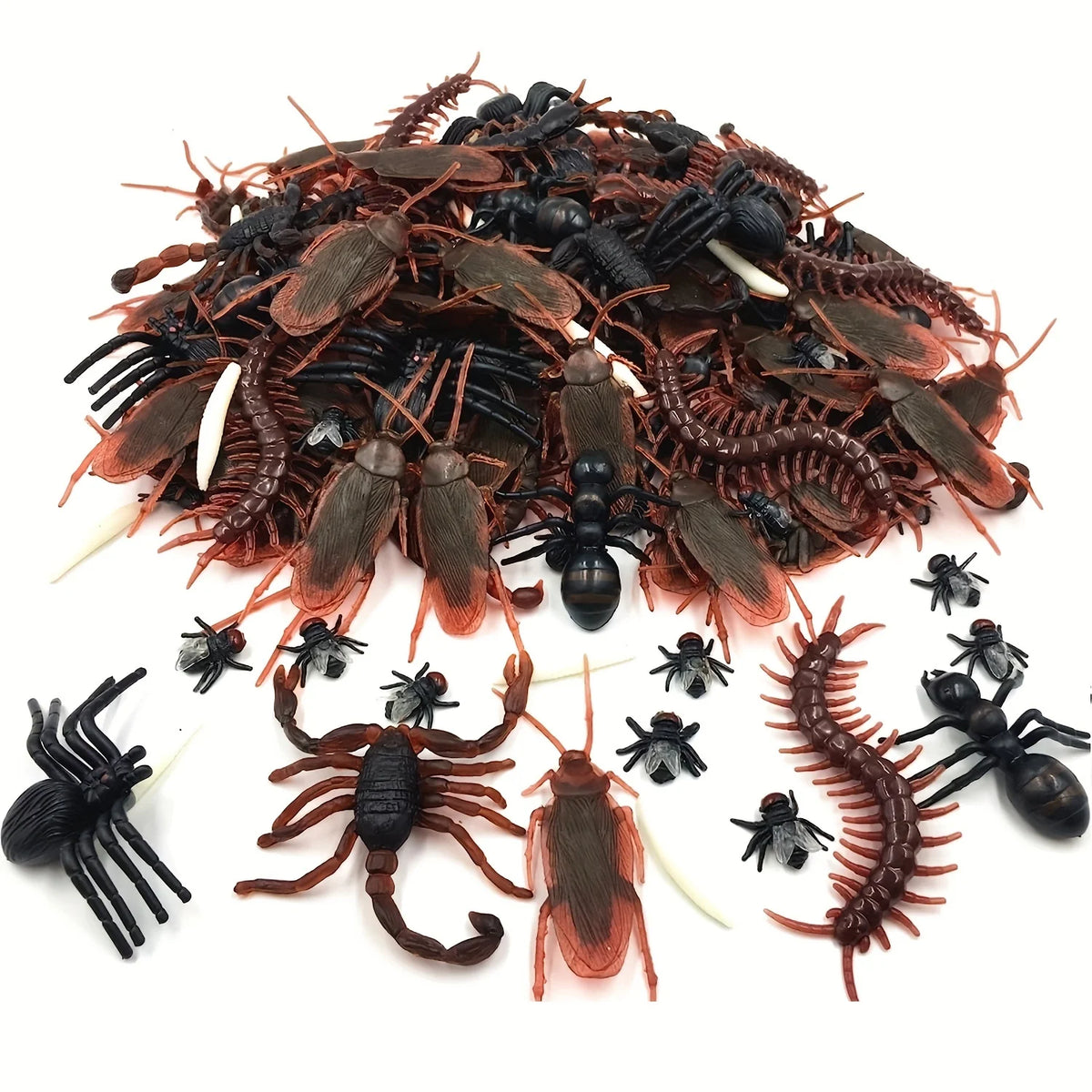 Fake Bugs Prank Pack – pile of realistic fake cockroaches, centipedes, scorpions and spiders
