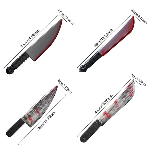 Bloody Knife Prop – all four styles with their lengths and blade widths