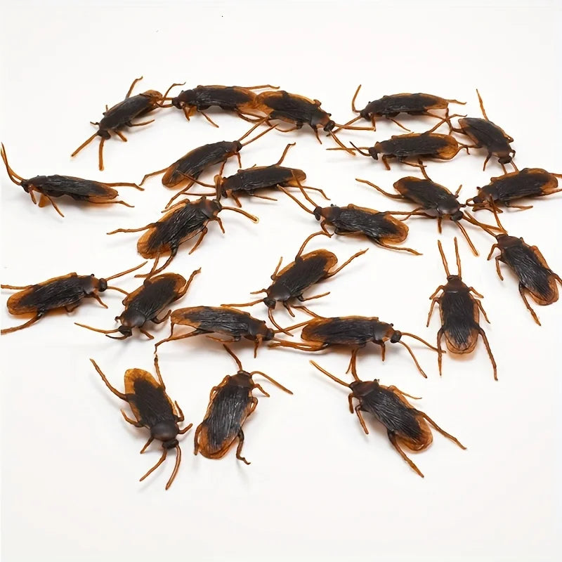 Fake Bugs Prank Pack – dozens of fake cockroaches on a white background