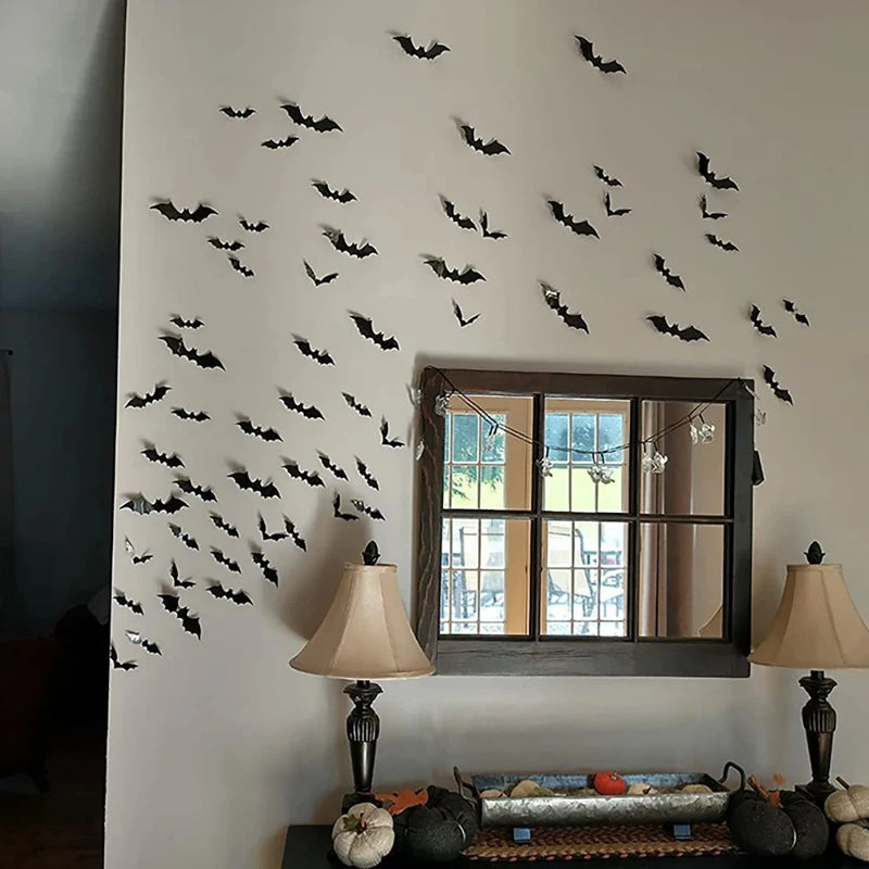Halloween Bat Wall Decor – black bats swarming around a window