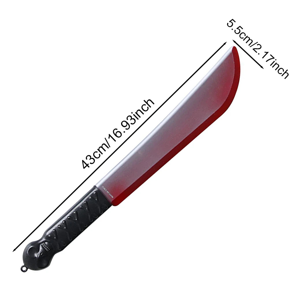 Bloody Knife Prop – Machete, 16.9 × 2.2 in (43 × 5.5 cm), red edge and wrapped-look grip
