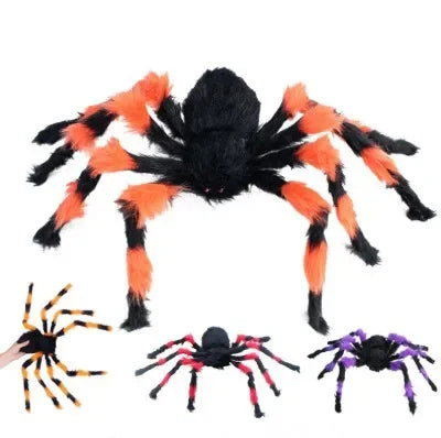 Giant Plush Halloween Spider – colorful spider with orange legs and smaller spiders in random colors