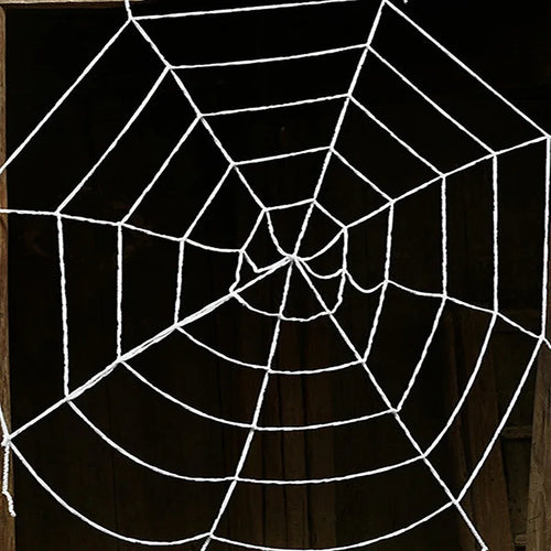 Giant Halloween Spider Web – white rope web on a dark background