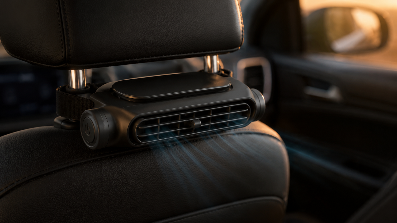 NivoDrive installed in a car cabin at dusk
