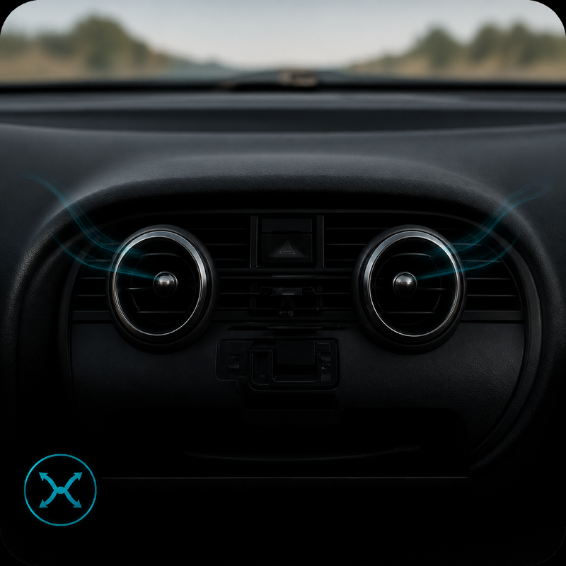 A car dashboard with only its own air vents